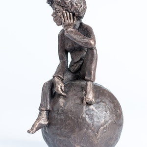 Whistling on ball, bronze sculpture image 3