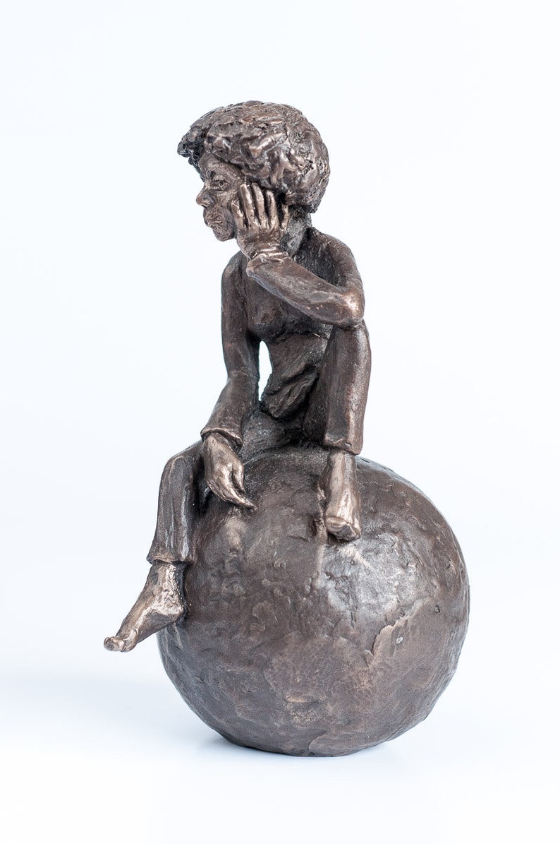 Whistling on ball, bronze sculpture image 3