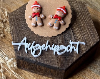 Aufgehipscht (Sch-O-LebkuchenblauMütze) 1 Paar Ohrringe kleine Lebkuchenmänner Mütze Weihnachten