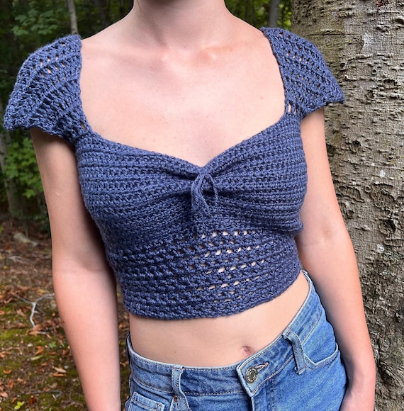 Blue Crochet Crop Top Etsy