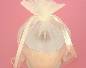 Light Pink Organza Bags with Ribbon Ties 3" x 4" 
