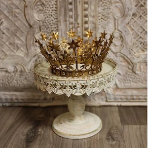 Antiqued Goddess Crown, star crown, santos, french, antique gold