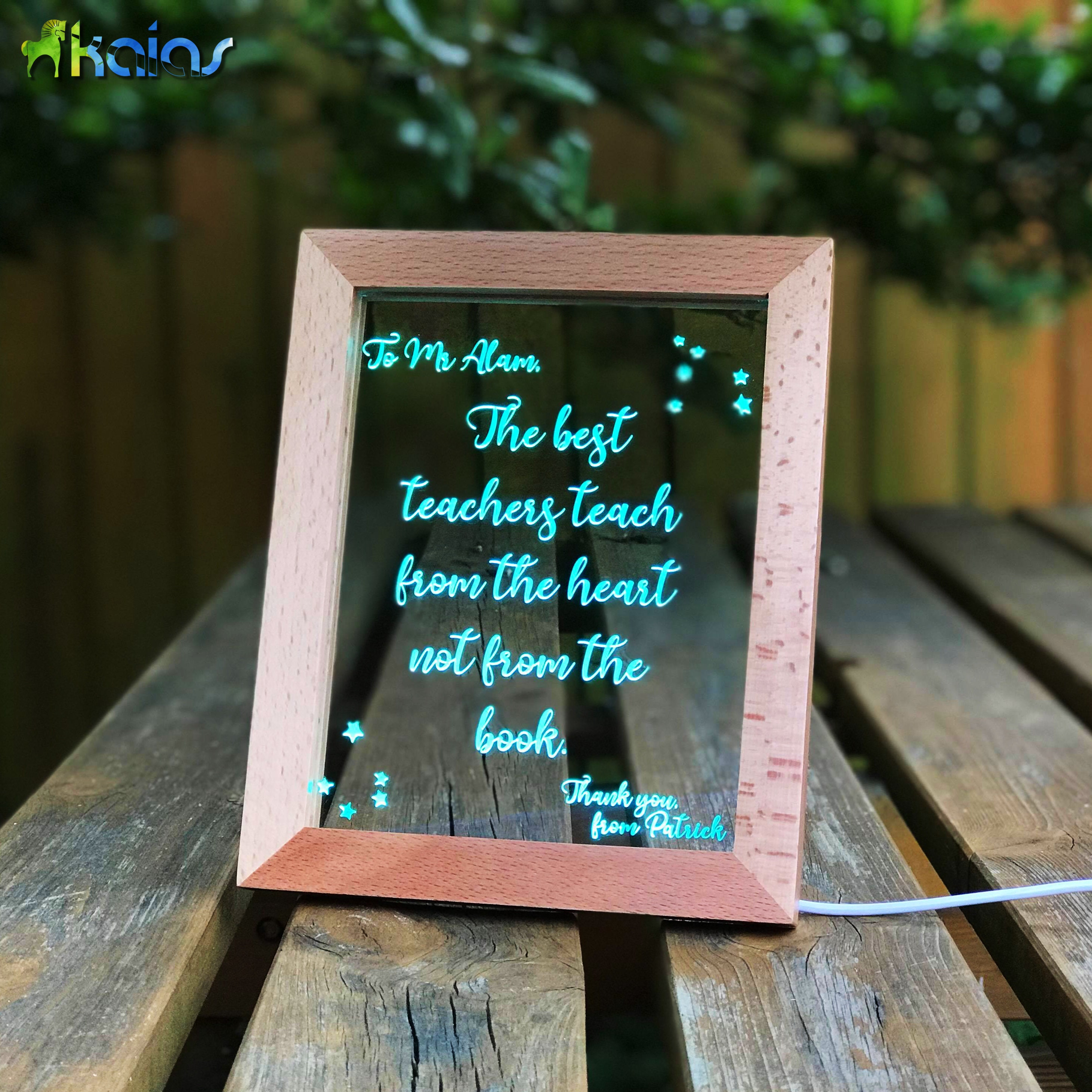 Acrylic LED Light on Wood Frame Personalised LED Lamp Etsy UK