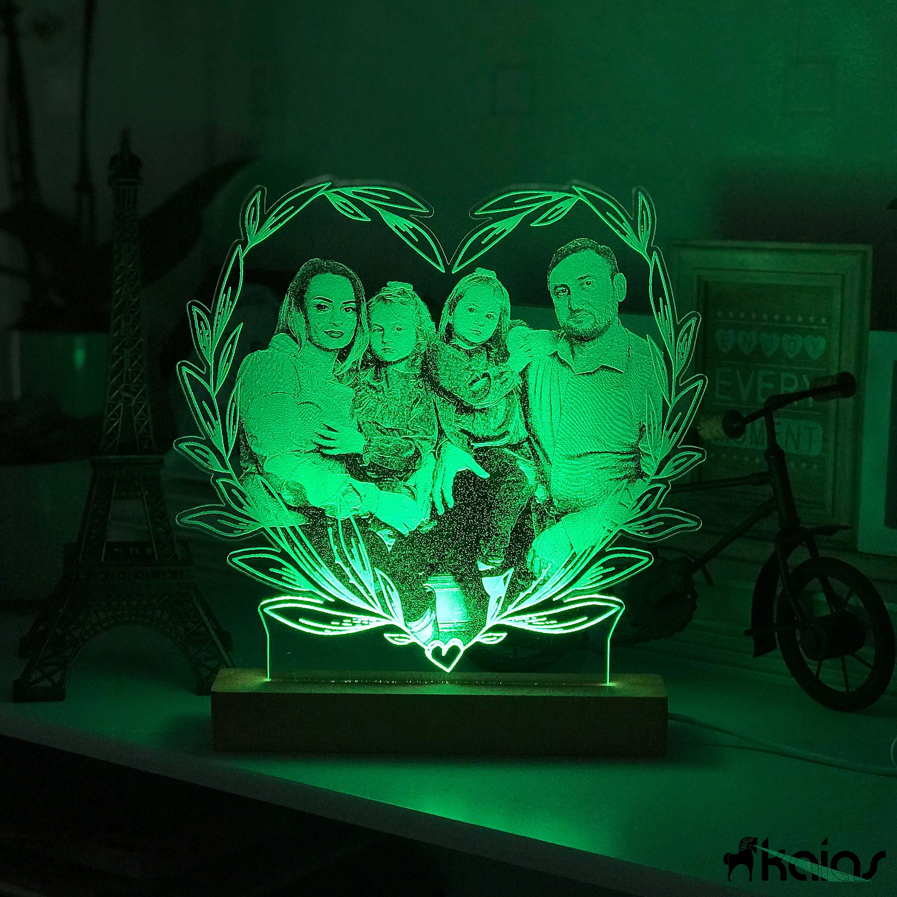 Lámpara acrílica en base de madera Lámpara LED personalizada Etsy