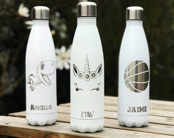 Personalized Water Bottles - Custom Laser Engraved Water Bottles - Drinking Bottles for Kids - Boys and Girls Water Bottles - Name and Logo