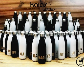 Personalised Water Bottles - Laser Engraved Business Bottles - Logo Bottles - Stainless Steel - Corporation Gift - Bulk Orders - UK Stock