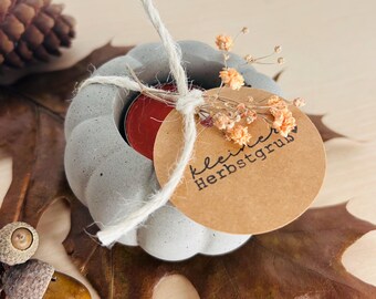 Concrete tealight holder pumpkin