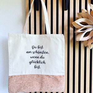 Jutetasche Shopper Du bist am schönsten, wenn Du glücklich bist