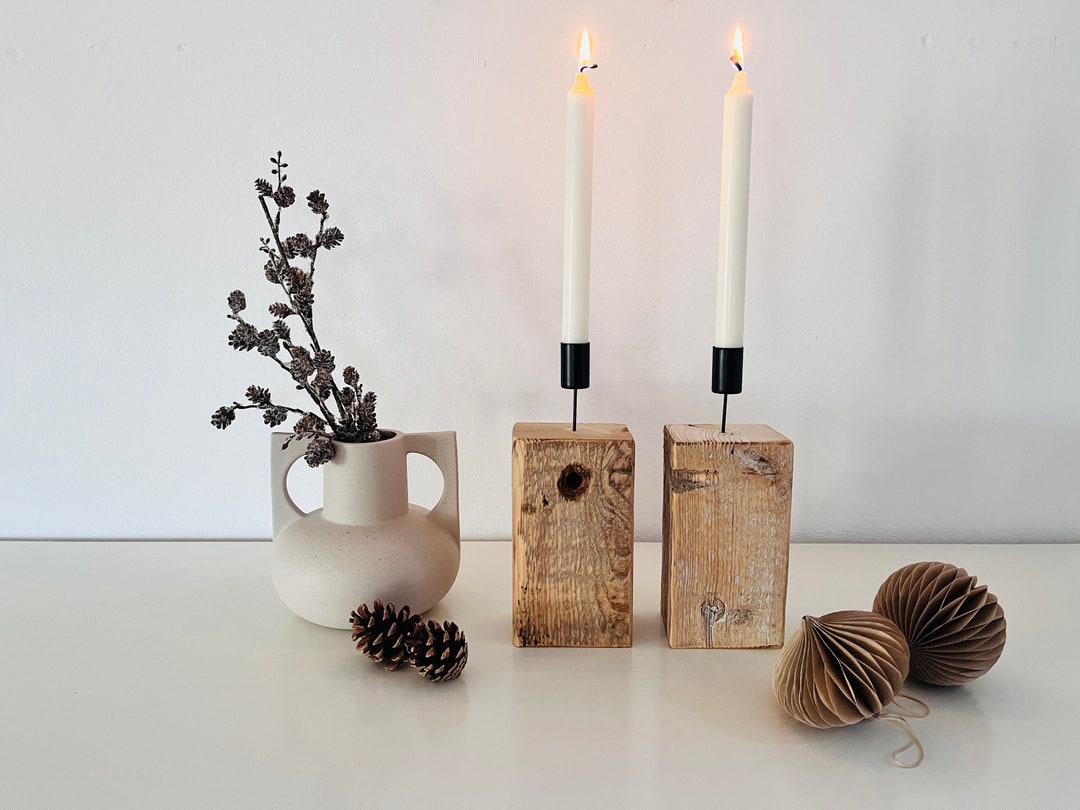 Upcycling Candlestick Reclaimed Wood Etsy