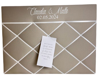 Bruiloft memobord gepersonaliseerd taupe