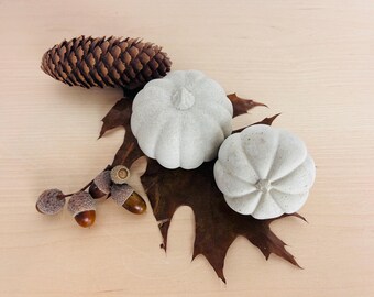 Concrete Pumpkin Pair Autumn Decoration