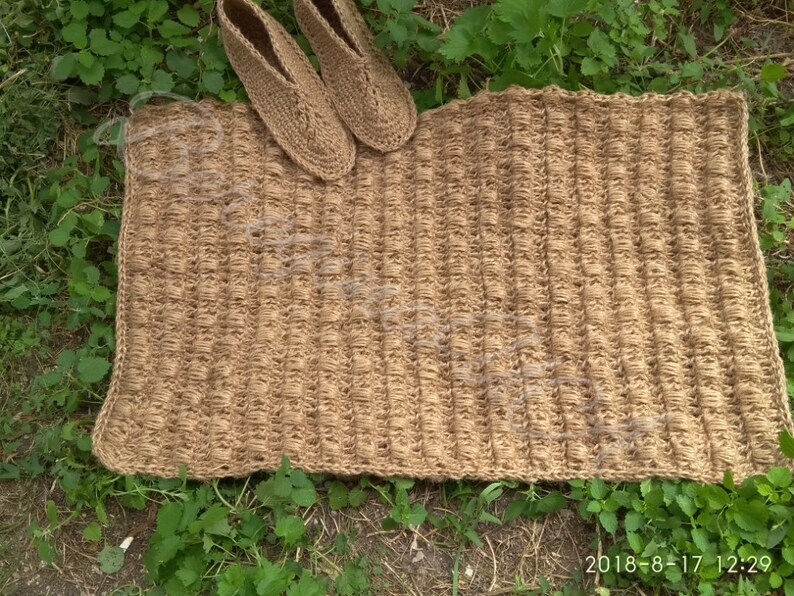 Organic Rectangular Rug Natural Brown Fiber Rug for Etsy