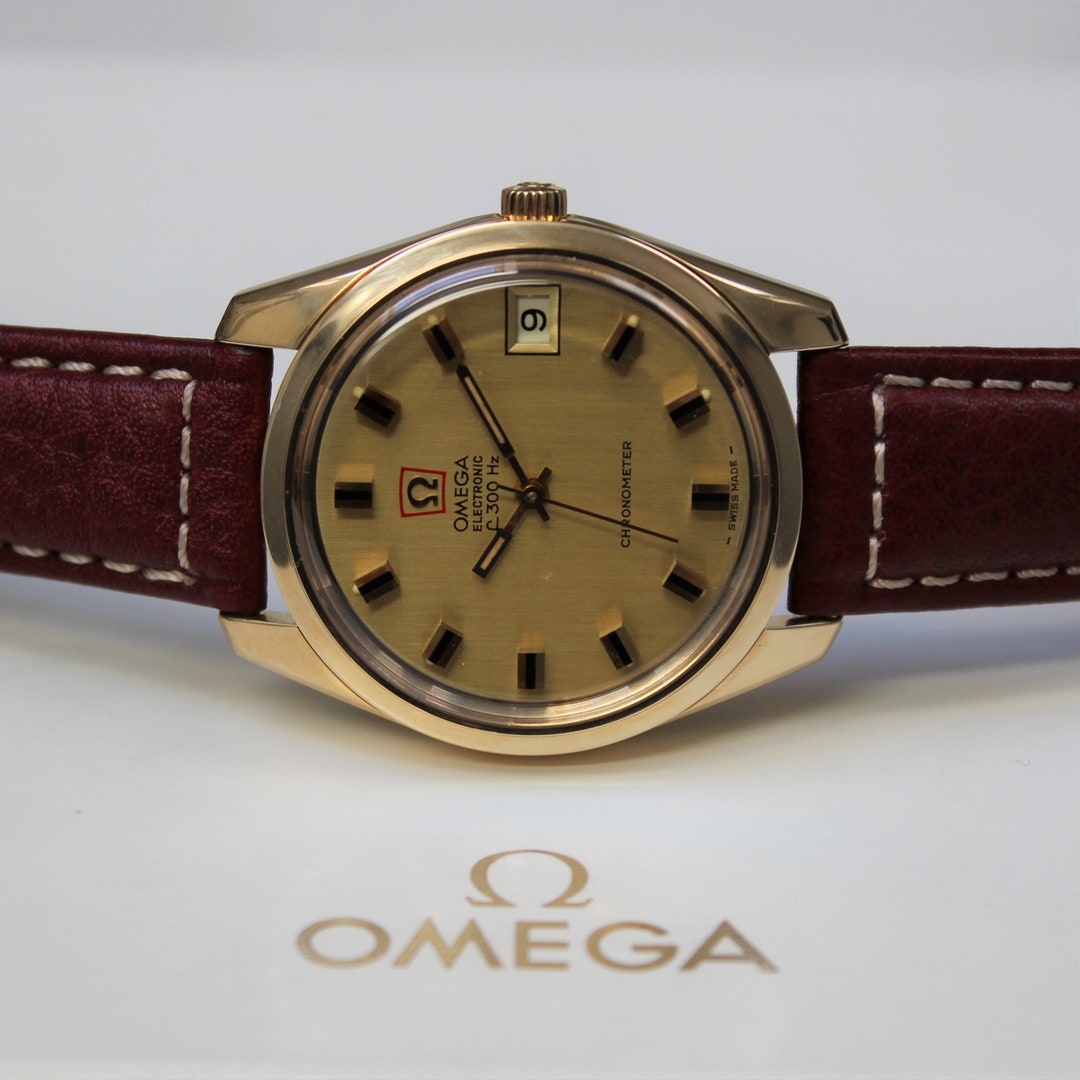 1970 s Gents Solid 9K Yellow Gold Omega F300hz Electronic