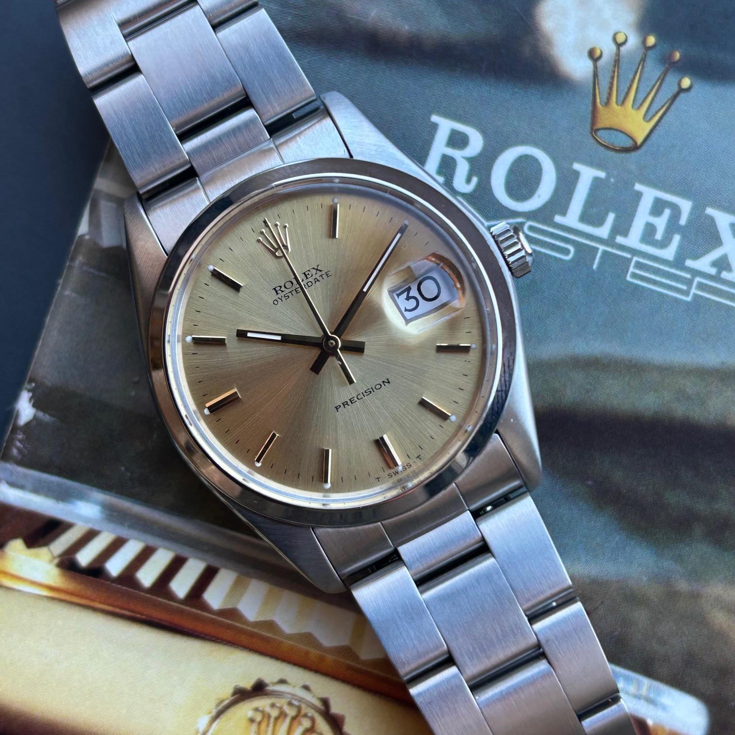 1974 Rolex Oysterdate Precision 6694 34mm Manual Wind Wristwatch