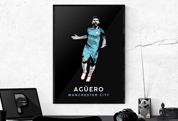 Sergio Aguero Manchester City Poster Print Photo Picture A3 A4