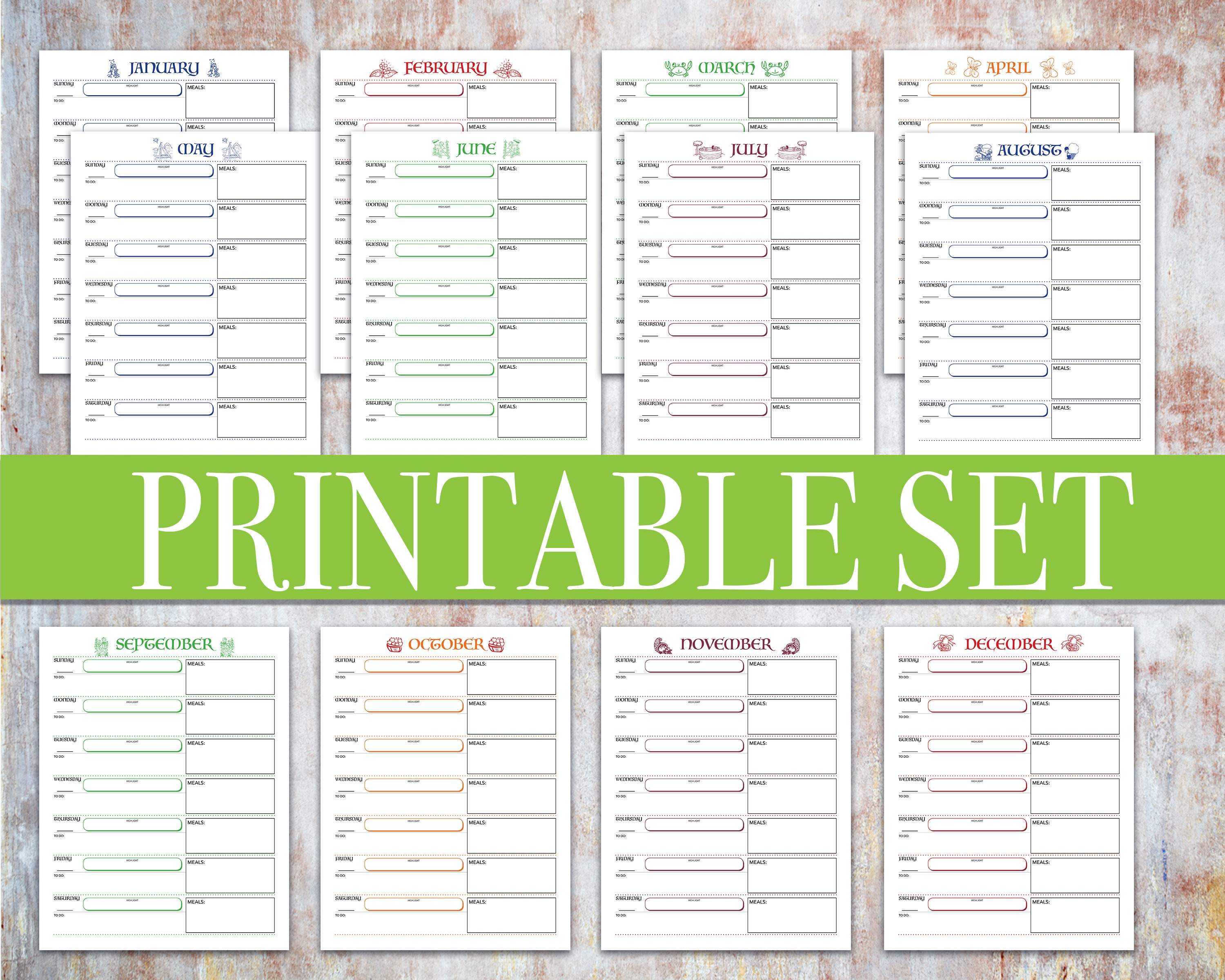 Refrigerator Calendar PRINTABLE Weekly Planner Family Etsy