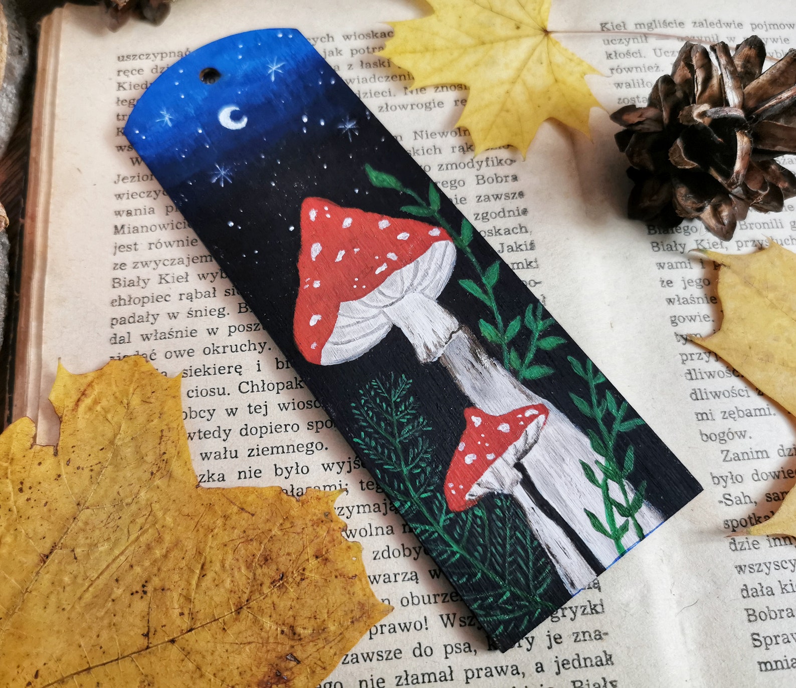 Hand Painted Bookmark Wooden Bookmark Painted Mushroom Etsy