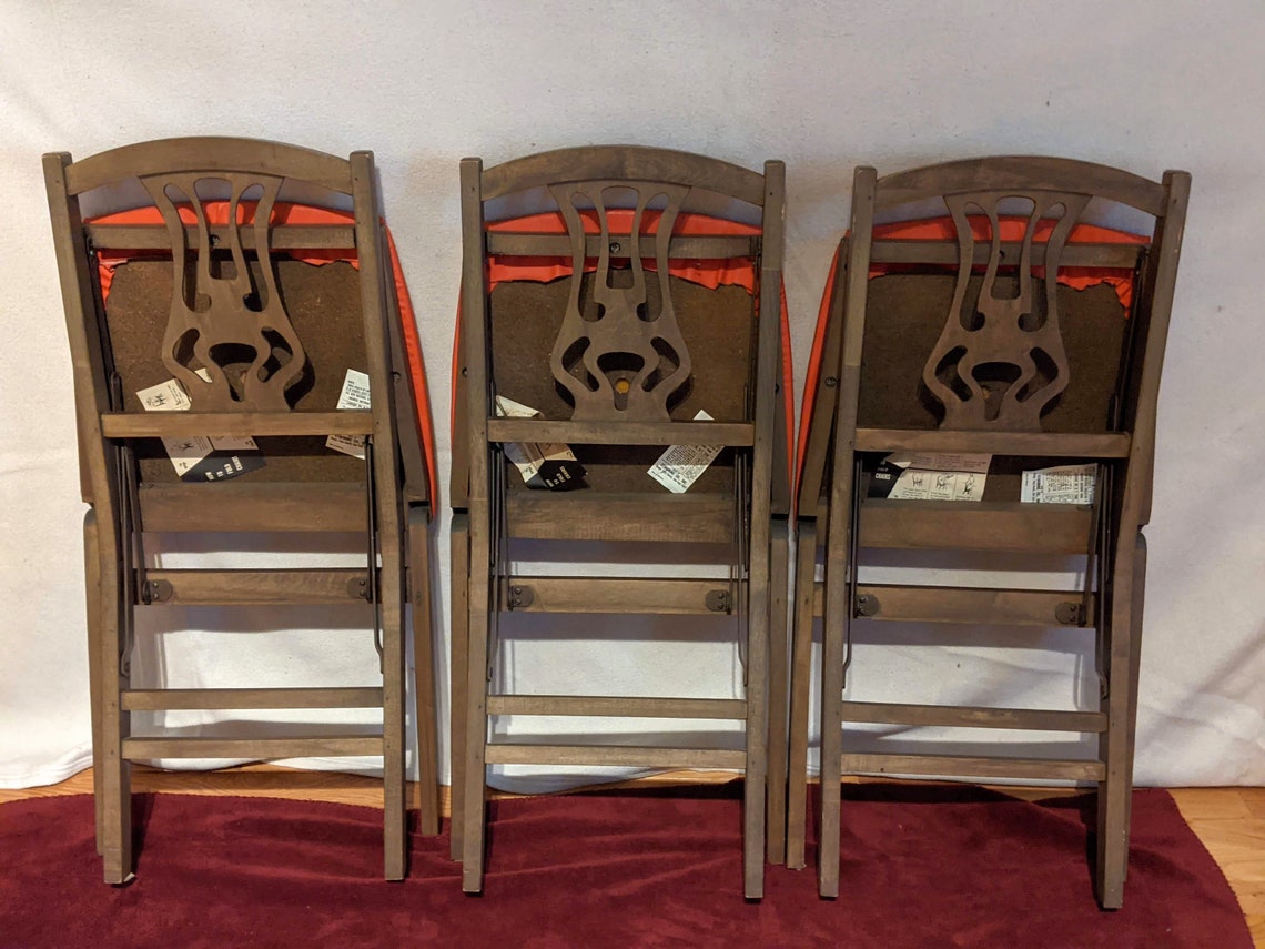 Set of 3 Stakmore Company Vintage Folding Chairs Etsy