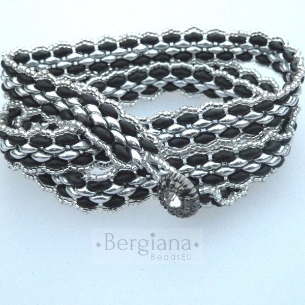 Elegante Wickelarmband, schwarz-silber, black-silver,wrapbracelet, Armband,Geschenk,