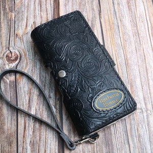 Echte Ledertasche für iPhone 16e 15 Pro Max 15 Plus 14 Pro Max 14 Plus 14 13 Pro Max 13 pro / 12 / 12 pro max Brieftasche Schwarz Handmade
