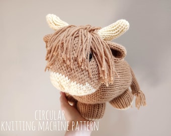 Circular knitting machine pattern - Highland Cow - DIGITAL FILE DOWNLOAD