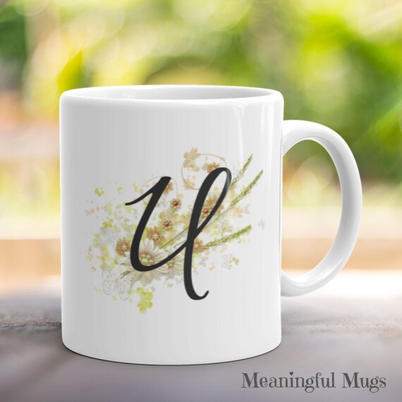 Initial Monogram Coffee Mug Custom Alphabet Cup Gift for Her Initial Monogram Coffee Mug Custom Alphabet Cup Gift for Her