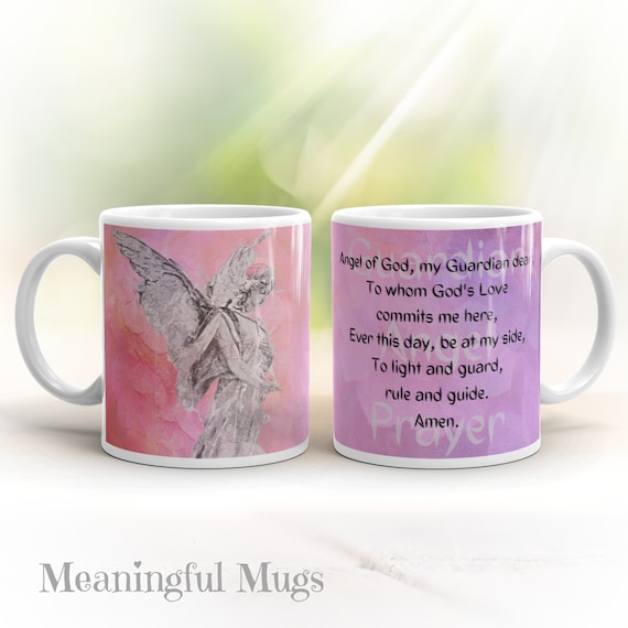 Guardian Angel Prayer Coffee Mug Christian Mug Religious Gifts Coffee Mugs  With Sayings Housewarming Gift for Her Aesthetic Mug 