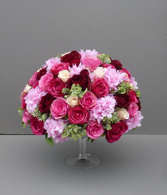 Artificial Pink Flower Martini Vase Centerpiece Etsy