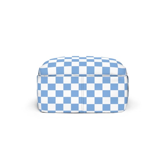 Nylon School Book Bag Travel Backpack Light Blue and White Checker buenos New Chess Etsy Canada