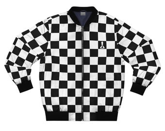 Bomber Jacket Black and White Checker buenos New Chess Etsy