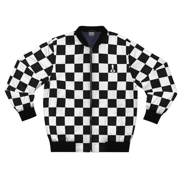 Mens Black and White Checkered Jacket Etsy