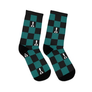 Crew Socks Black and Green Checker  (Buenos New Chess)