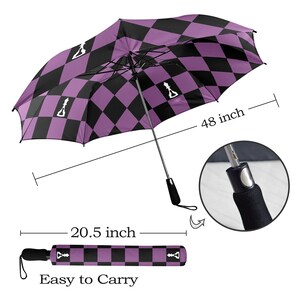 Foldable Umbrella Semi-Automatic Purple and Black Checker (Buenos New Chess)