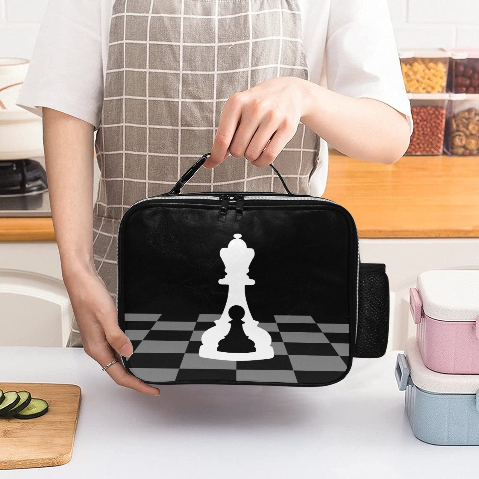 Leather Lunch Box Black Buenos New Chess -  Portugal