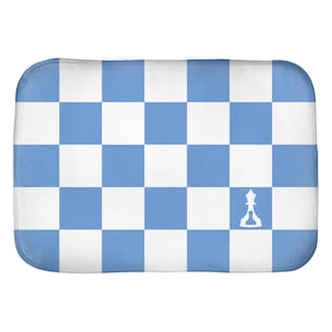 Bathroom Bath Mat 24 X 17 Checker Light Blue And White (Buenos New Chess)