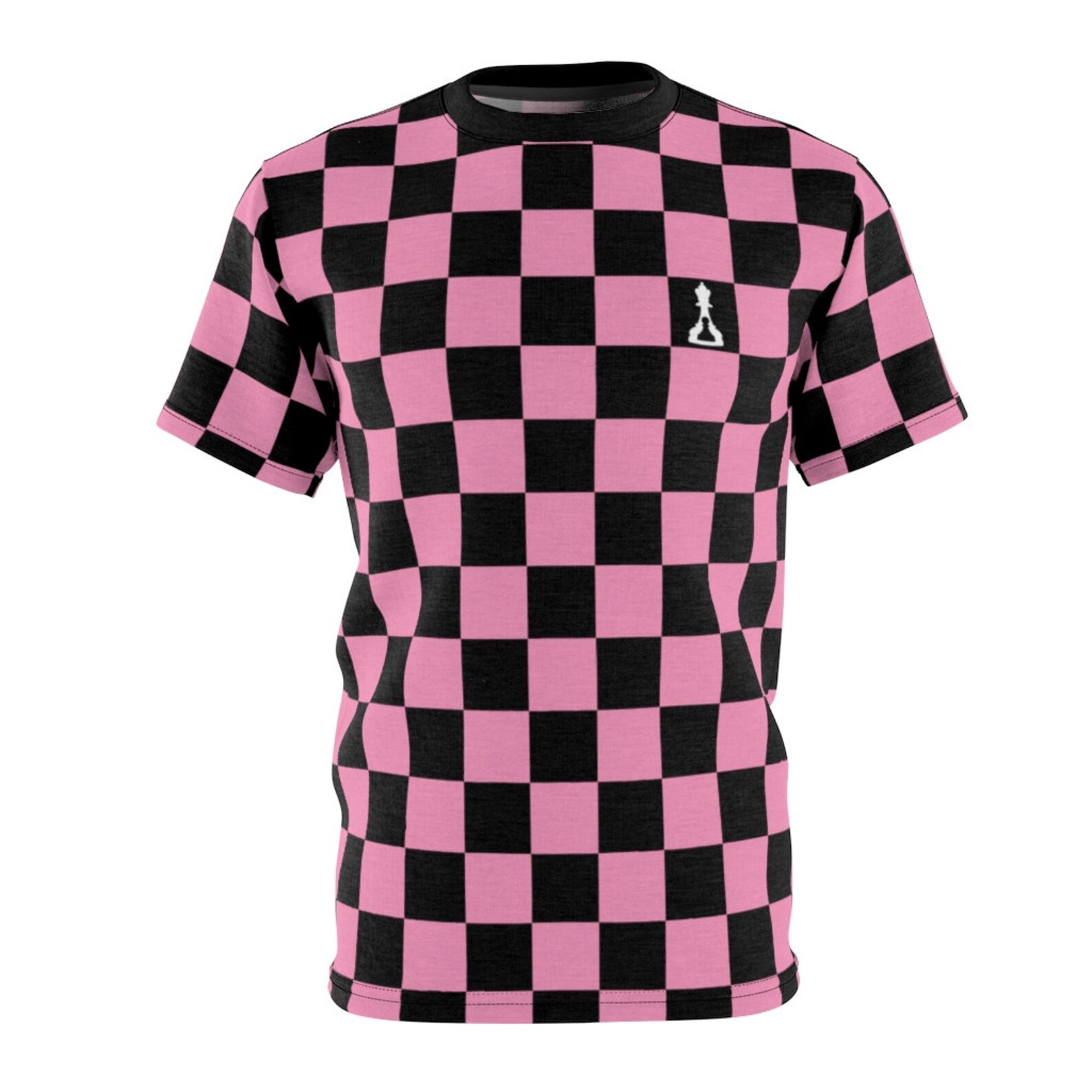 pink and black check shirt