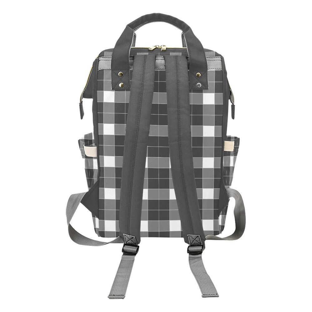 Plaid Backpack Checker Bookbag Gray and White Buenos New Etsy