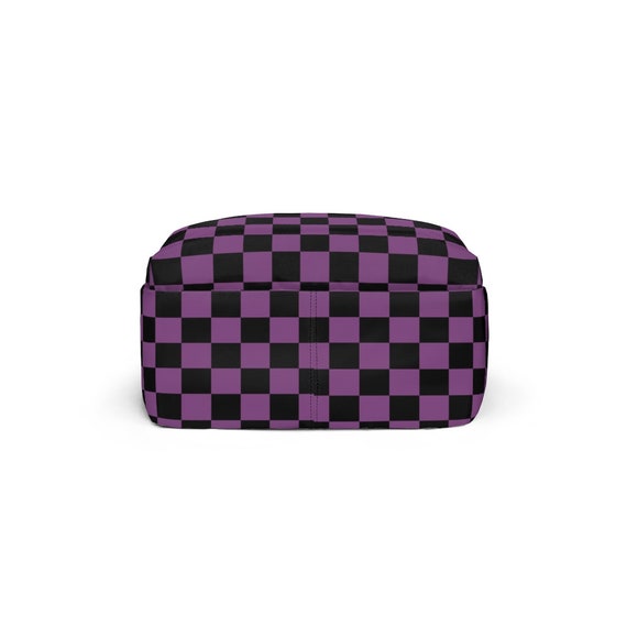 Nylon School Book Bag Travel Backpack Black and Purple Checker buenos New Chess Etsy Canada