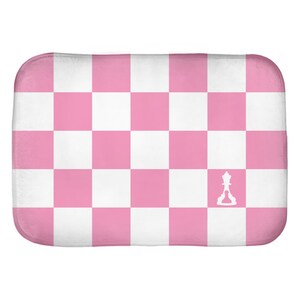 Bathroom Bath Mat 24 X 17 Checker Pink And White (Buenos New Chess)