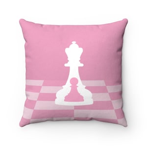 Faux Suede Square Throw Pillow Pink and White Board  (Buenos New Chess)