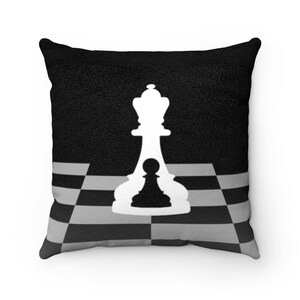 Faux Suede Square Throw Pillow Black and White Board  (Buenos New Chess)