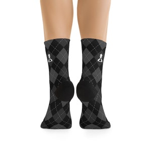Crew Socks Argyle Black with Gray and Light Gray Pattern  (Buenos New Chess)