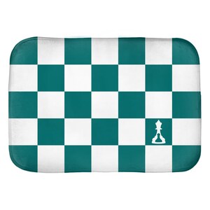 Bathroom Bath Mat 24 X 17 Checker Green And White (Buenos New Chess)