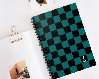 Ruled Spiral Notebook Lined Journal Black and Green Checkered Board Tablet Pad  (Buenos New Chess)