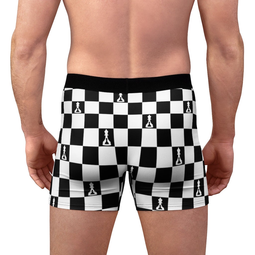 Men's Boxer Briefs Underwear Black and White Checker