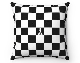 Square Throw Pillow Black and White Checker  (Buenos New Chess)