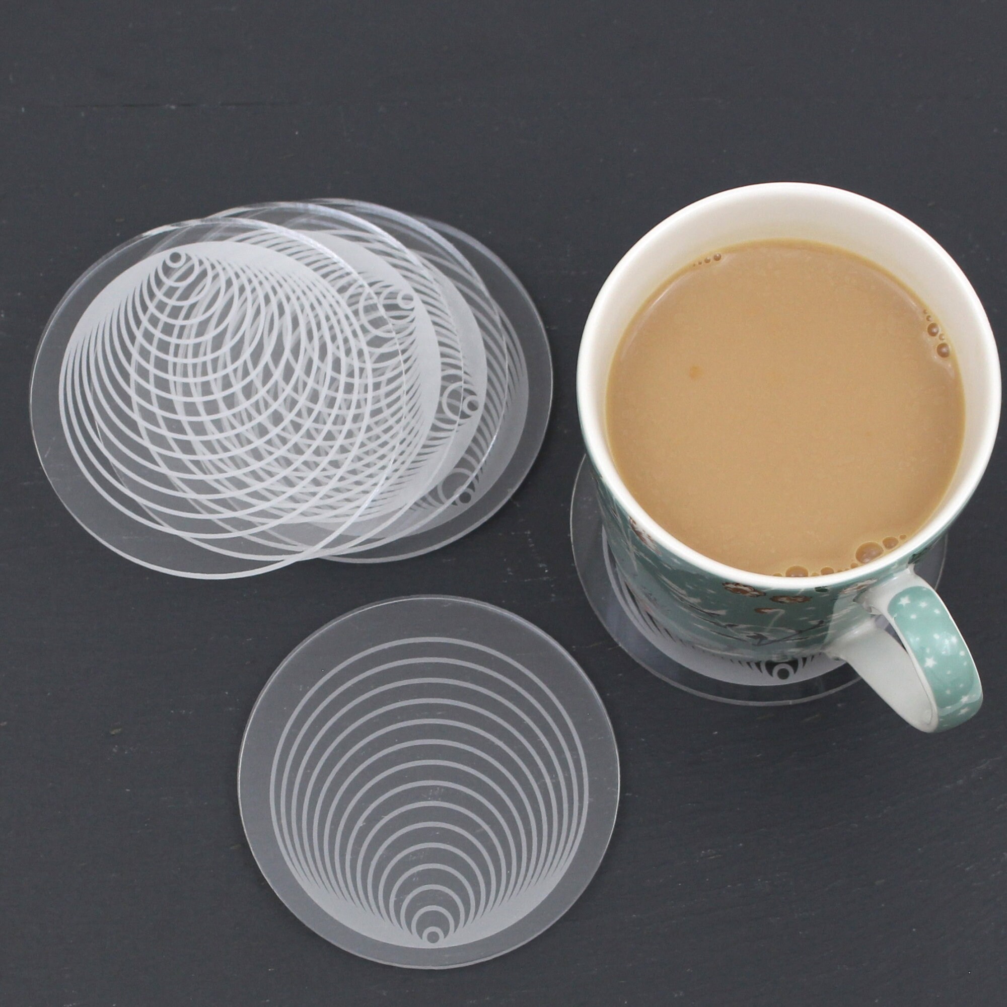 Clear Acrylic Coaster Set Concentric Circles Etsy Nederland