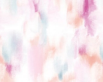 Dear Stella Here Comes the Sun Wash Over Me Soft Pink Blue Orange Cotton Fabric by 1/2 Yard