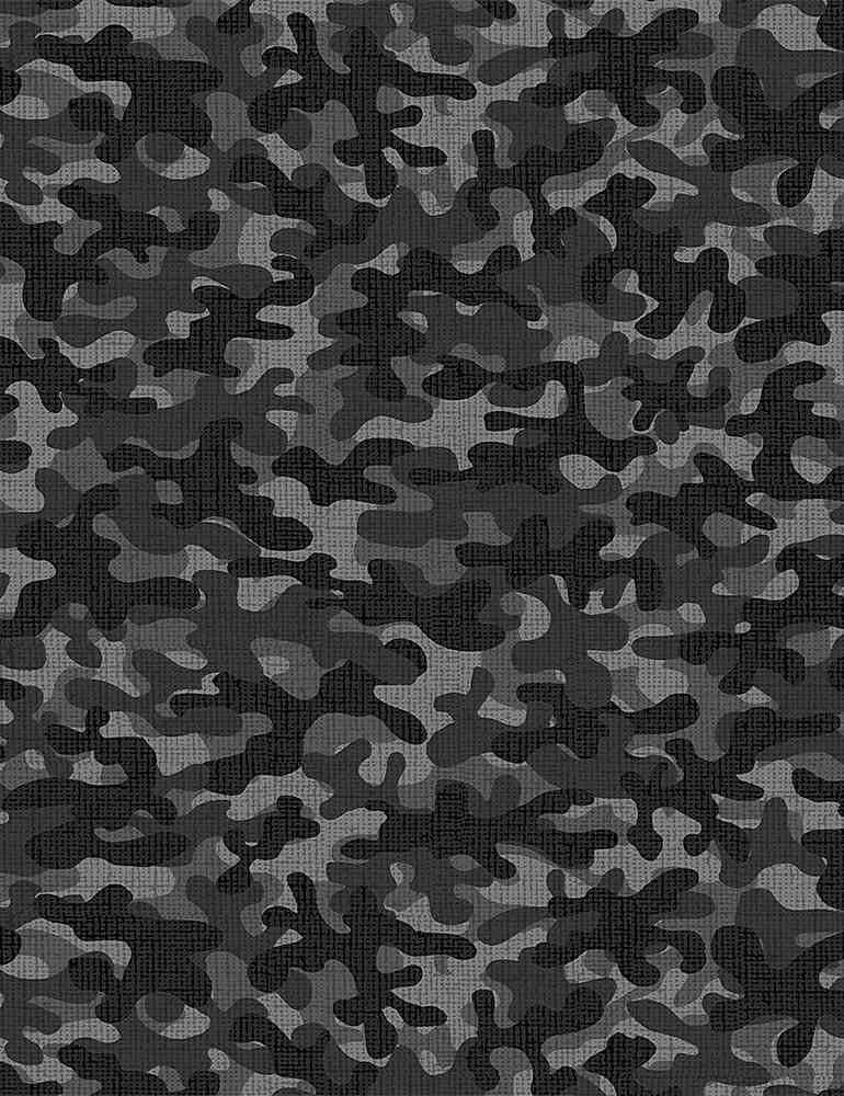 Timeless Treasures Camo Blender Black Grey Cotton Fabric by 1/2 
