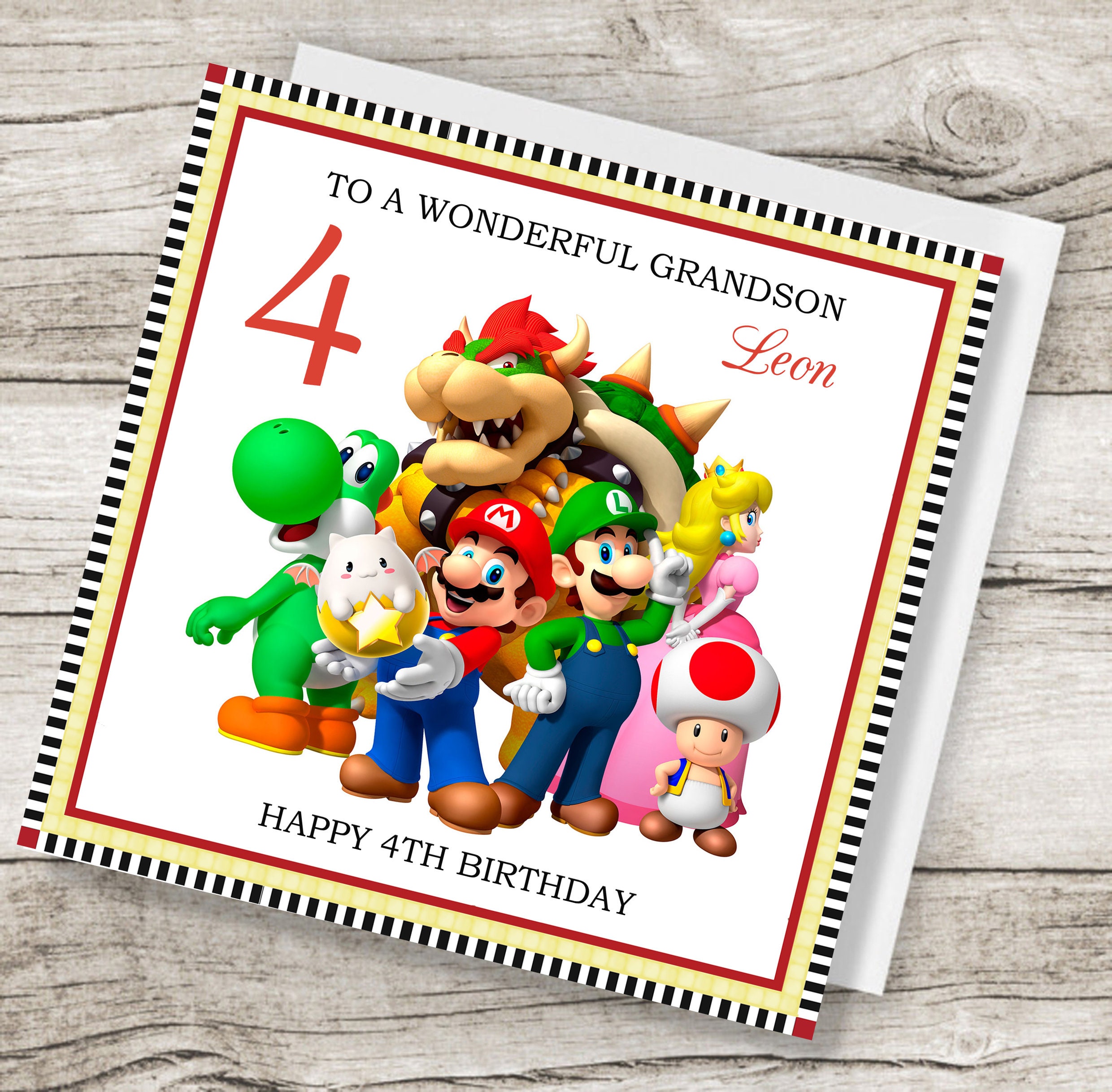 Mario Birthday Card
 Handmade Personalised Super Mario Birthday Card any age